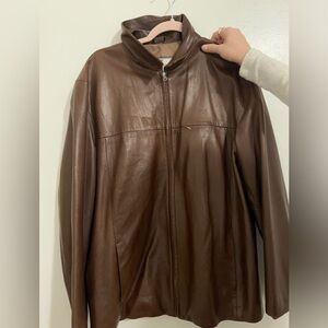 oversized leather jacket